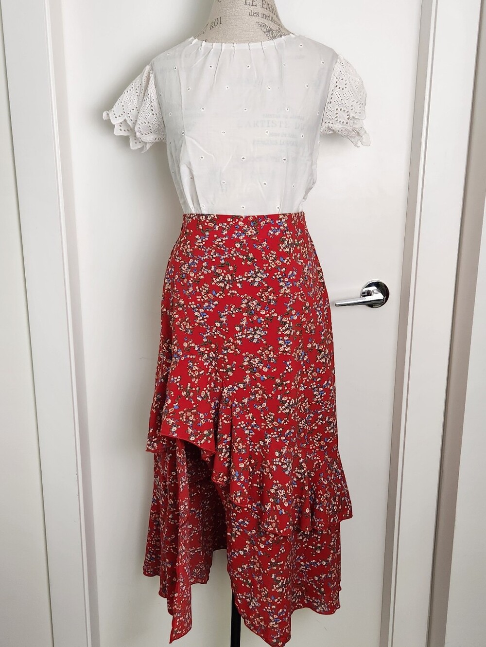 Floral Split Ruffle Midi Maxi Skirt - Picture 2 of 9